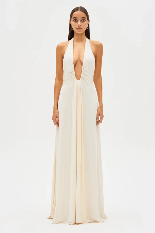 Effortless Elegance Bless Touch Jennifer Cupro Maxi Dress Ivory