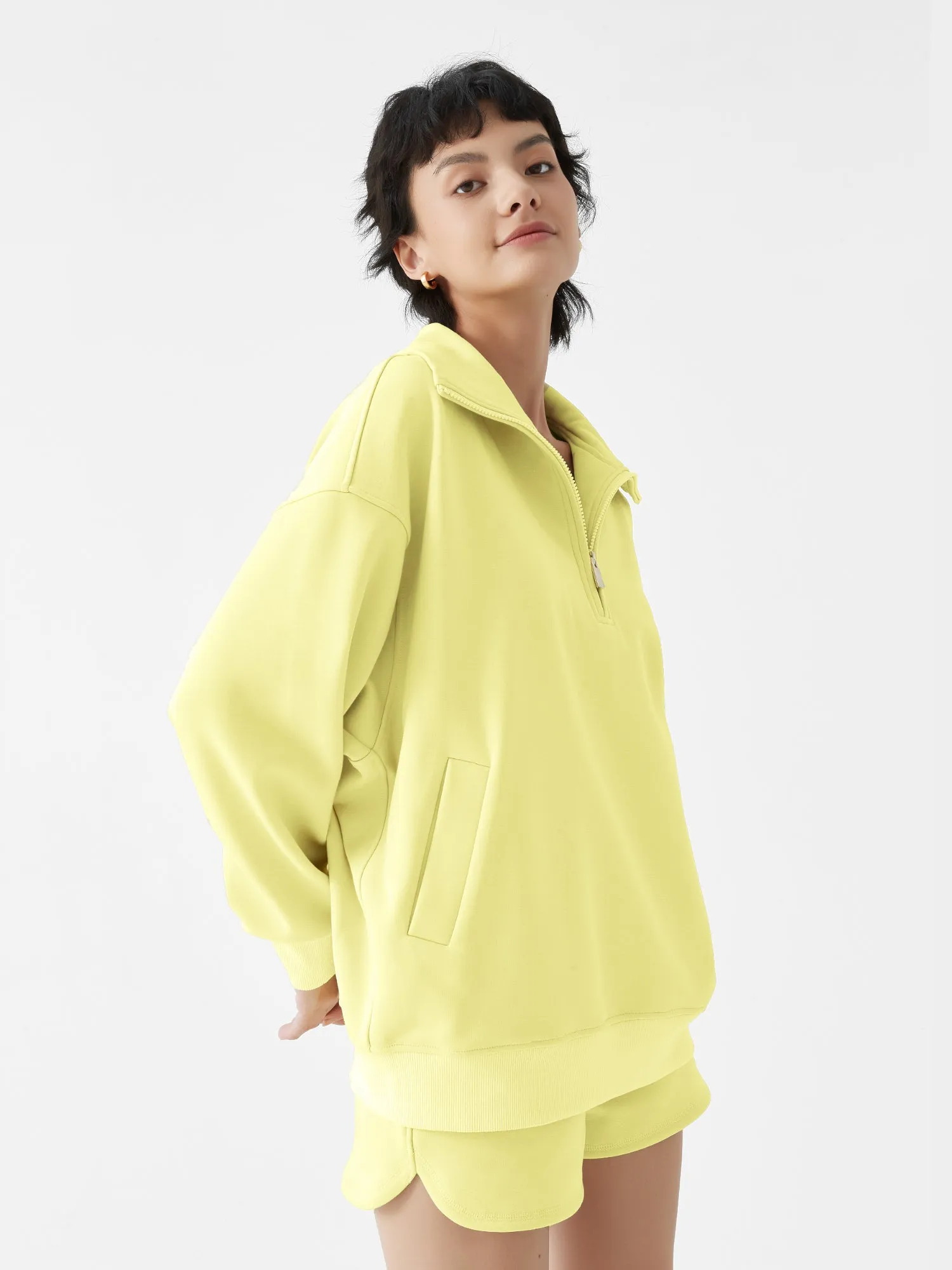Cubby Half Zip-up Sweatshirt, Oversized