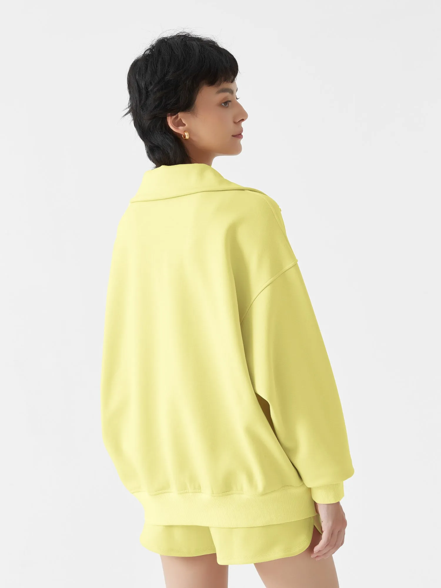Cubby Half Zip-up Sweatshirt, Oversized
