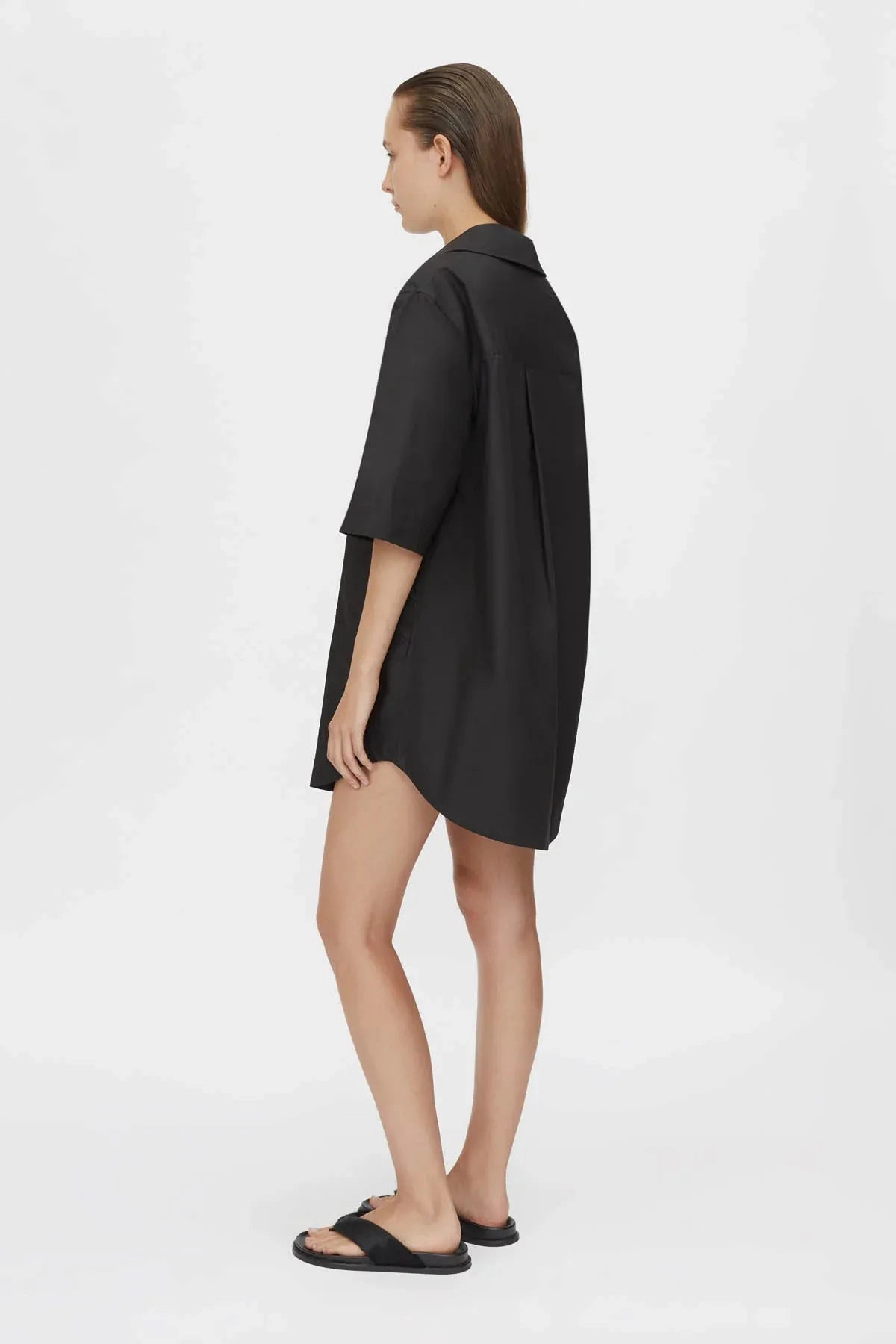 Cumulus Shirt Dress Black Ethically-Made Smooth Blend