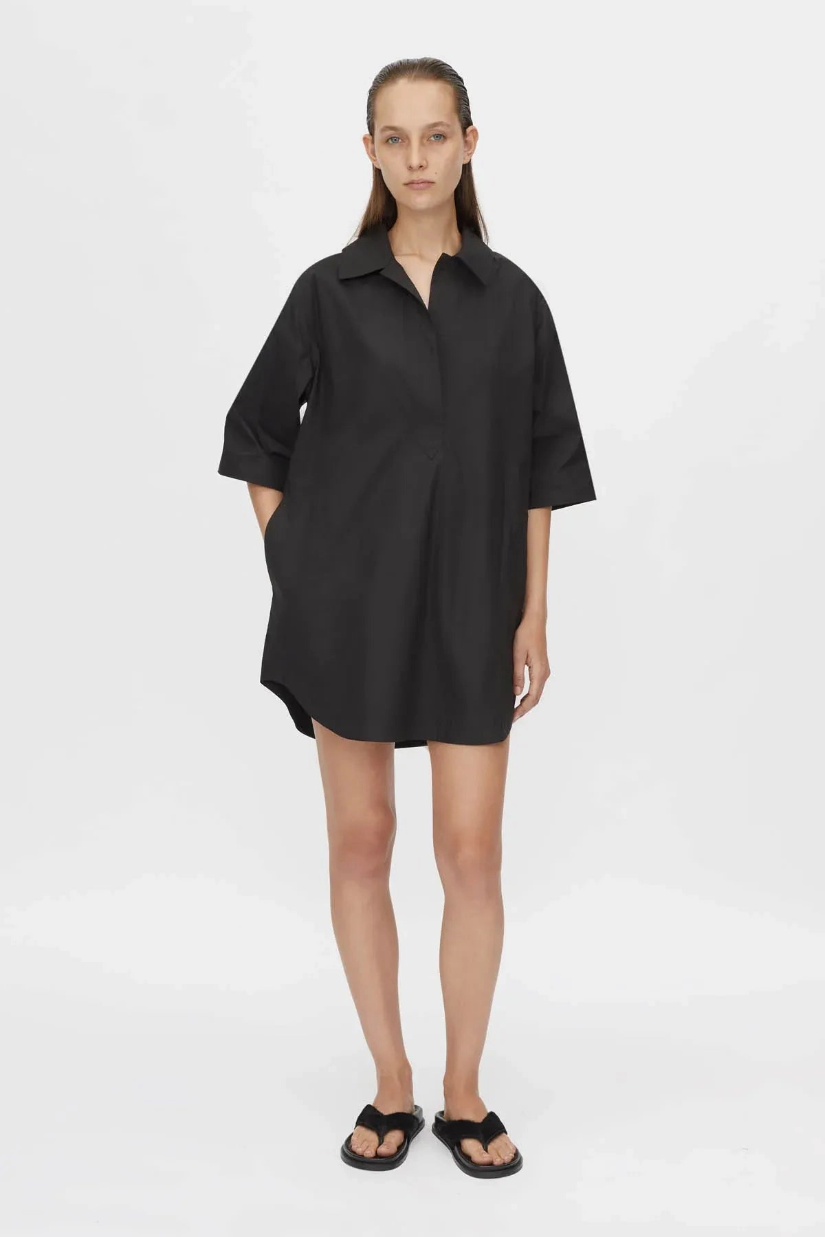 Edgy Twist Cumulus Shirt Dress Black