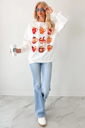 Cup Of Happiness Holiday Graphic Sweatshirt (Cream) OdorResistant Fabric
