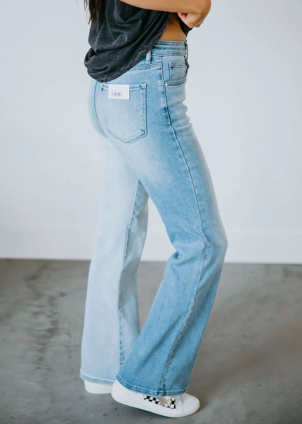 Curvy Sidney Two Tone Bootcut Jeans