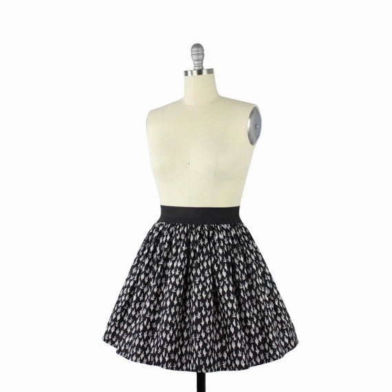 Cute Cacti A-line Pleated Skirt In Black Easy Motion