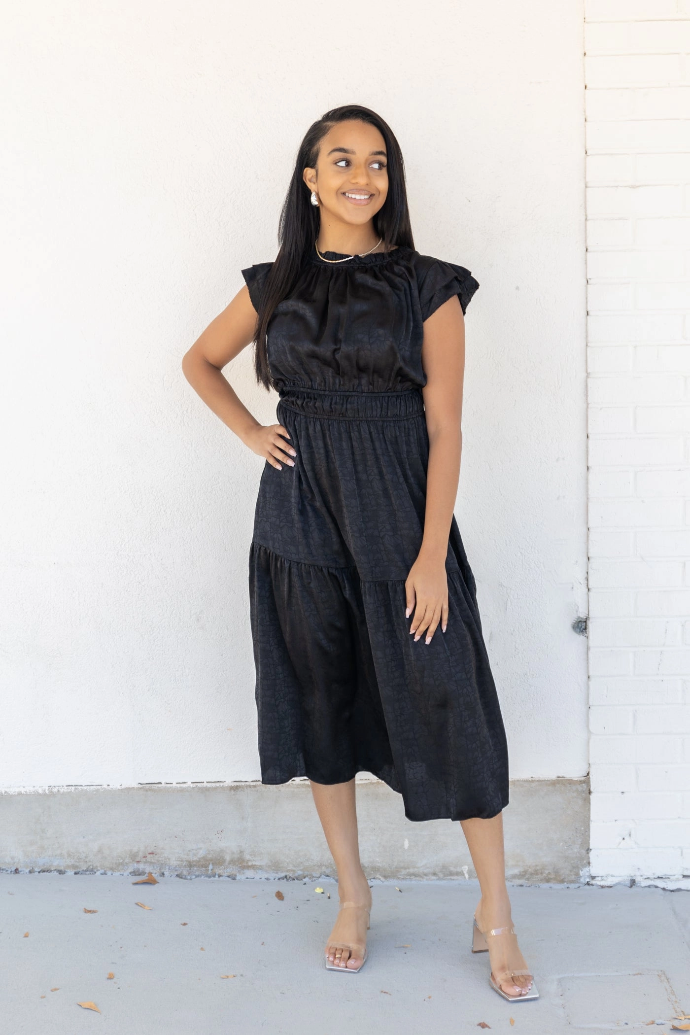 Romantic date dress Lightweight Comfort DAHLIA BLACK DRESS
