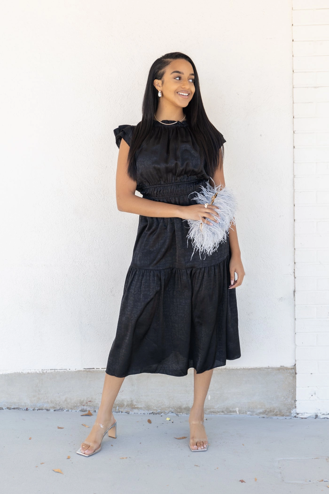 DAHLIA BLACK DRESS Minimalist Look Non-Pilling