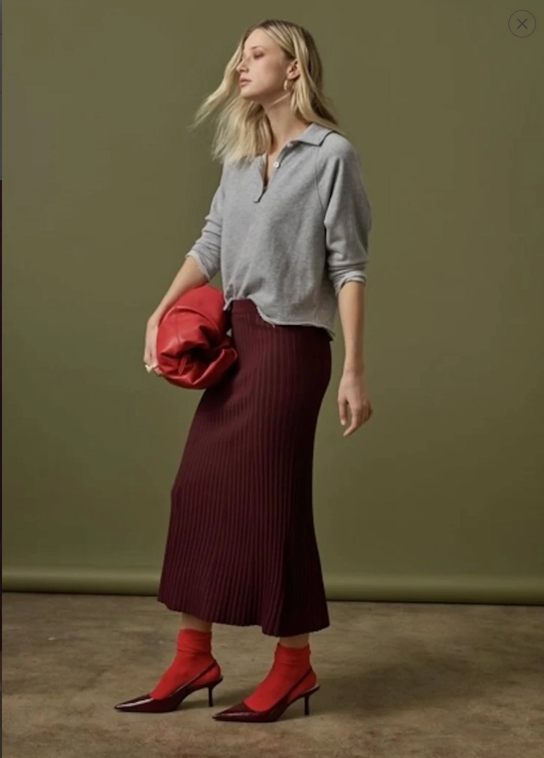 Straight Rib Skirt Dark Cherry Neat Finish
