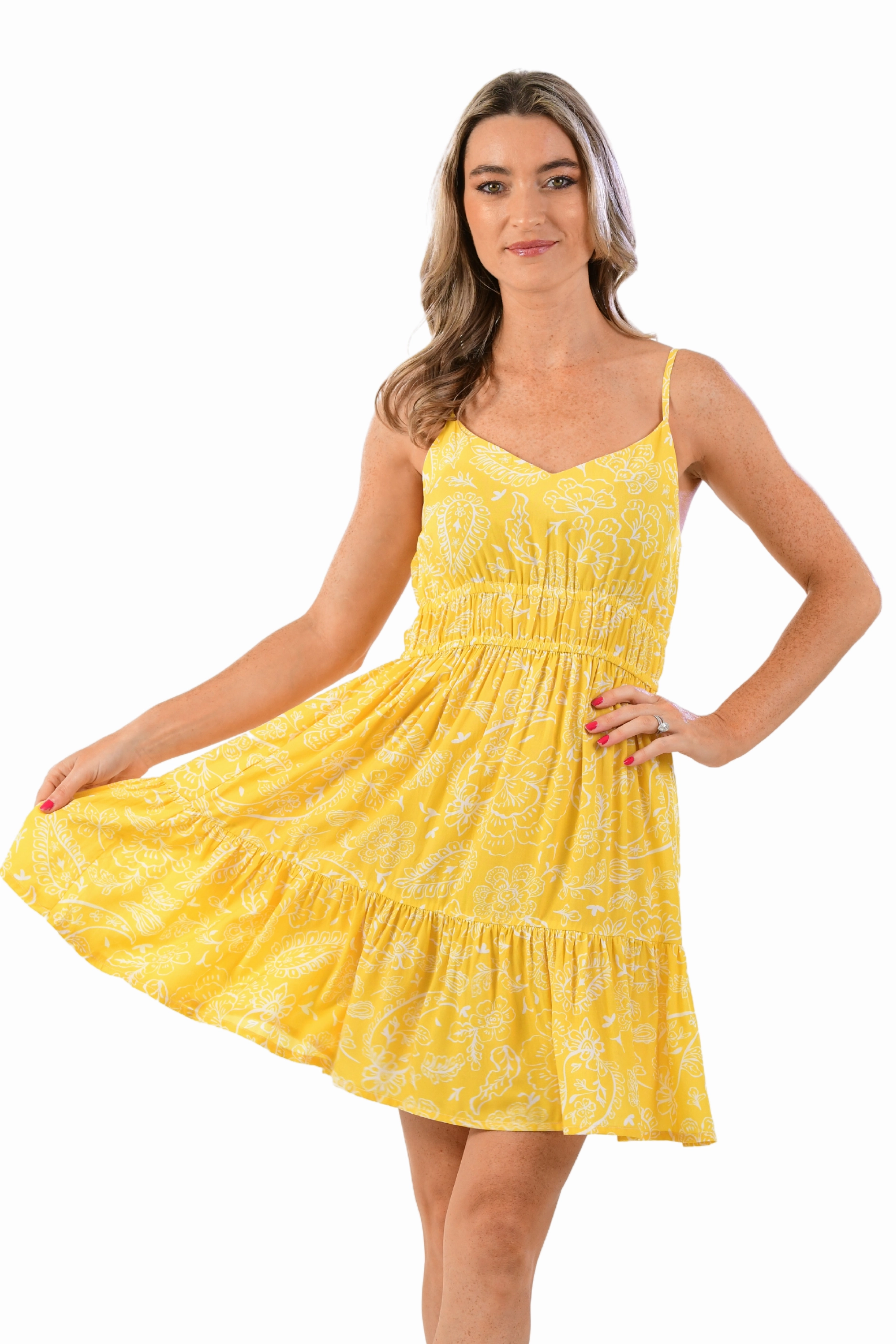 Bishop-Sleeve Relaxed Style Wear Daisy Dress / Sunshine
