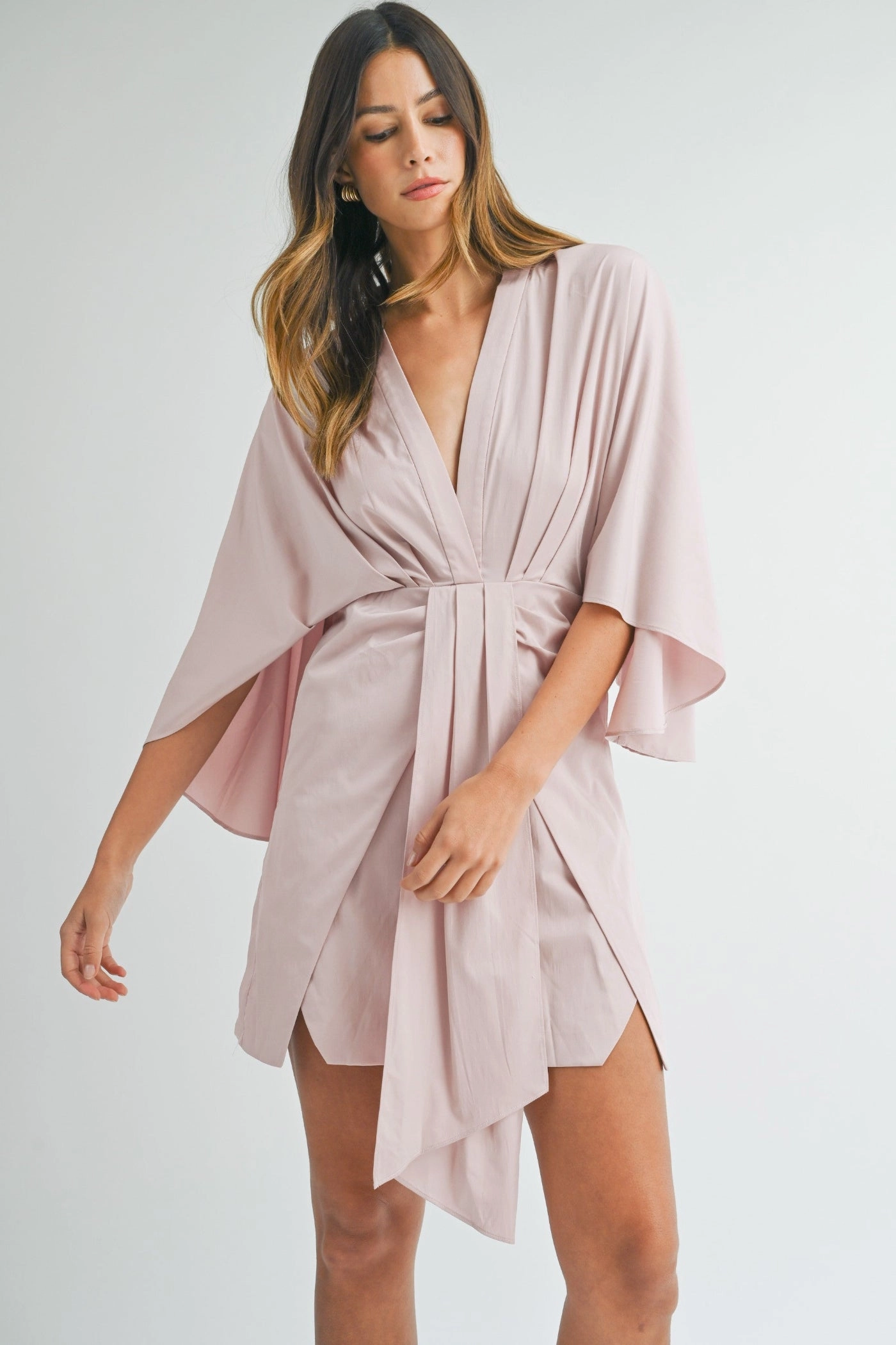 Fashionable Wear DAKOTA SATIN FRONT DRAPED MINI DRESS