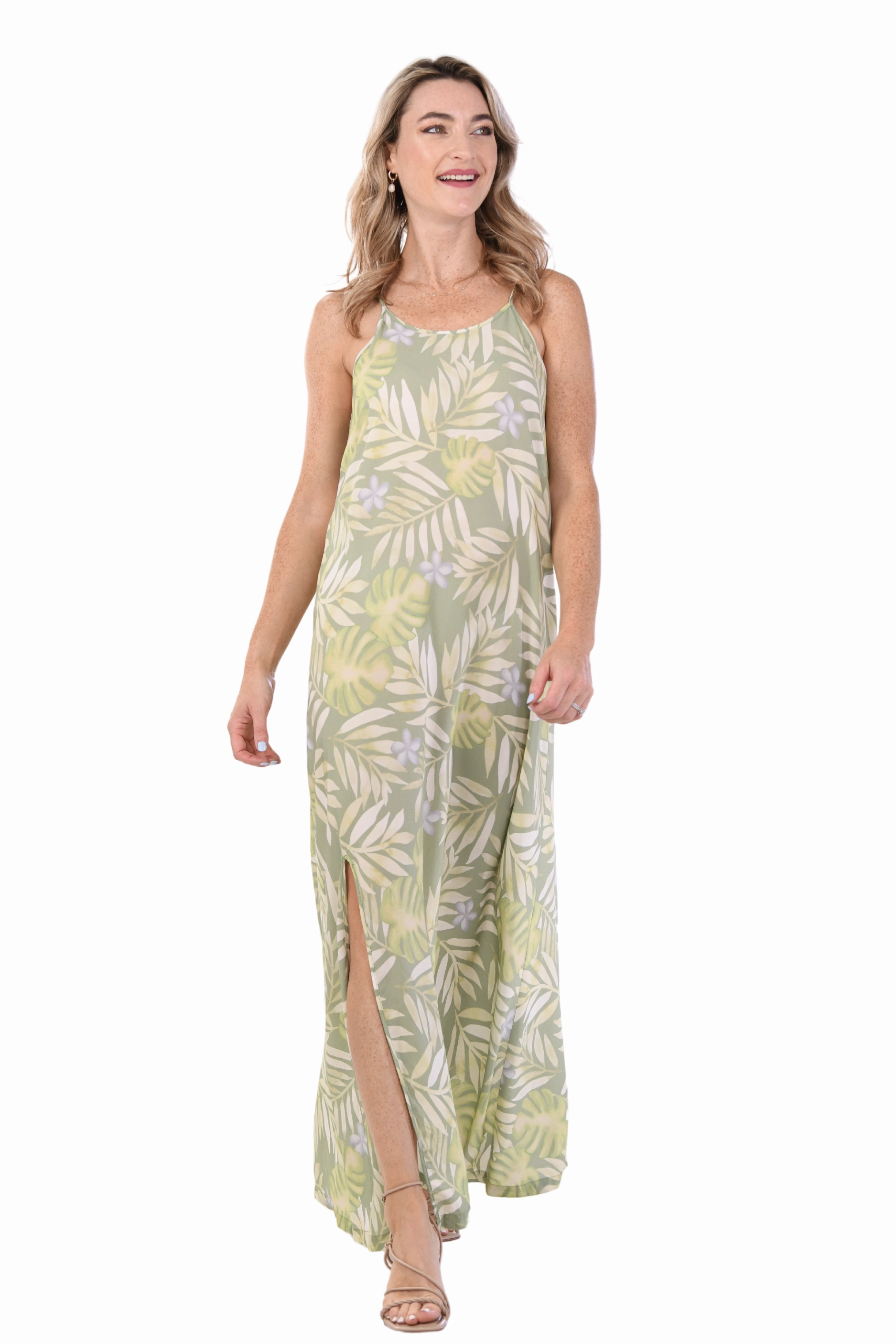 Brianna Dress / Moss Palm Luxe Look Silky Movement