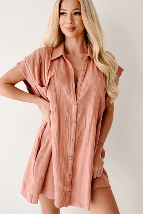 Season Ready Catch My Heart Gauze Shirt Dress (Clay)