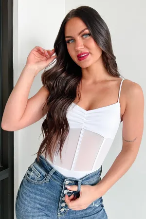 Dangerously Desirable Corset Mesh Bodysuit (White) Breathable mesh