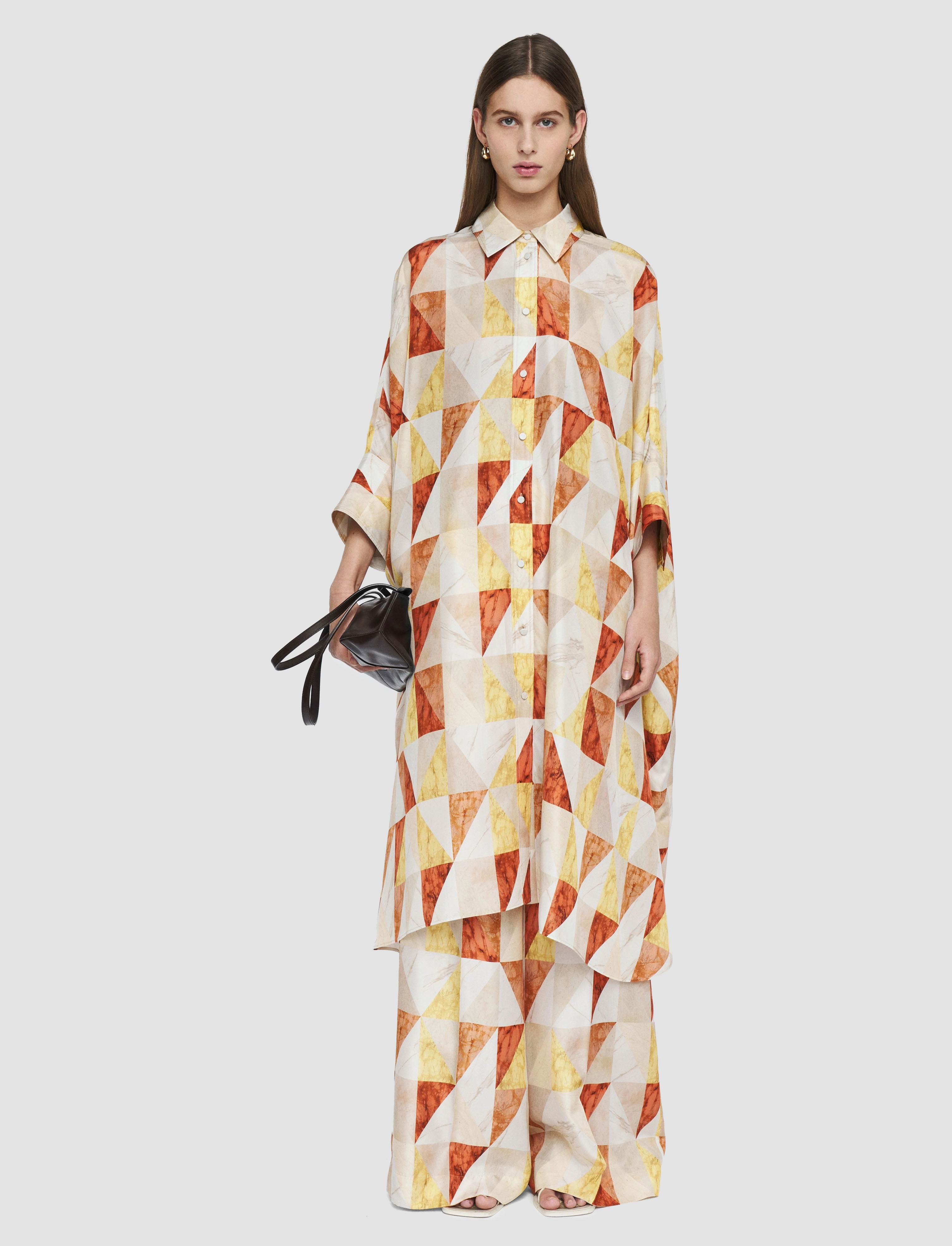 Empire-Waist Dania Marble Print Silk Dress