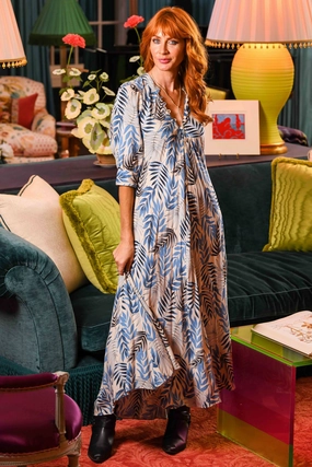 Daphne Dress / Black and Palm Print Fall Inspired