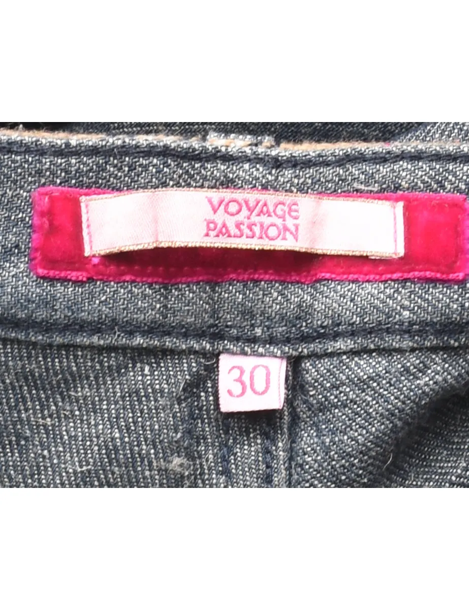 Dark Wash Flared Y2K Frayed Hem Jeans  - W30 L33