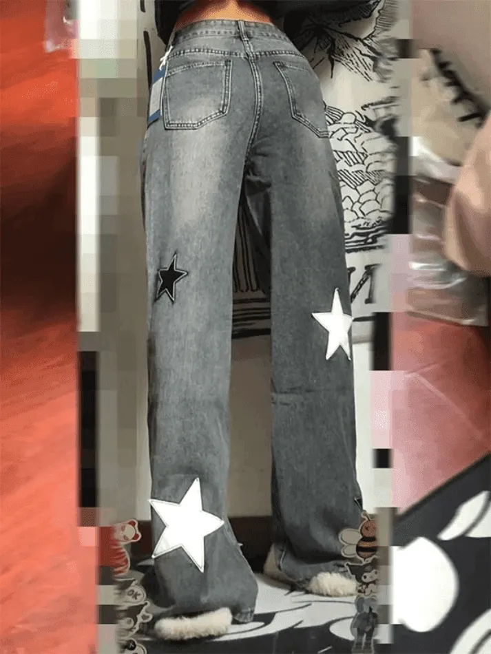 Dark Wash Star Patch Boyfriend Jeans