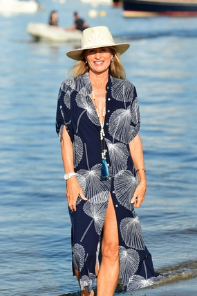 Day Break Dress / Navy Palm Fine Details