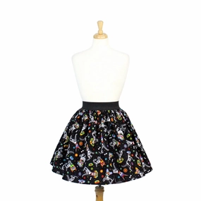 Day of the Dead Dog Pleated Skirt #PS-D331 High low hem Cool Details