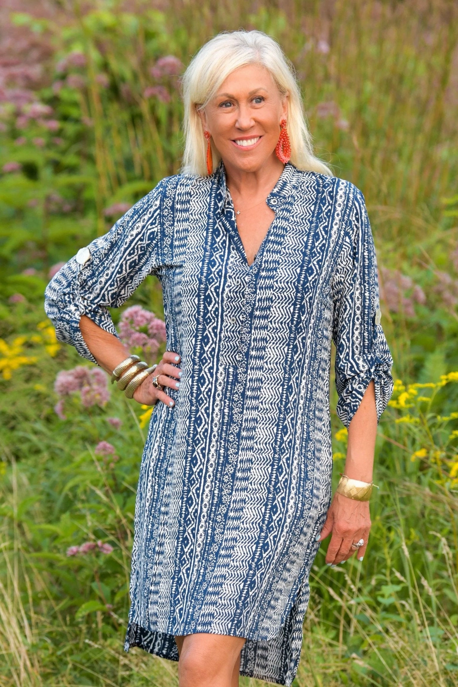 Day Tripper Dress / Indigo Aztec Daily Flex