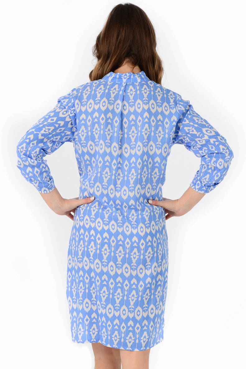 Day Tripper Dress / Periwinkle Ikat Church Proper Refined Cut