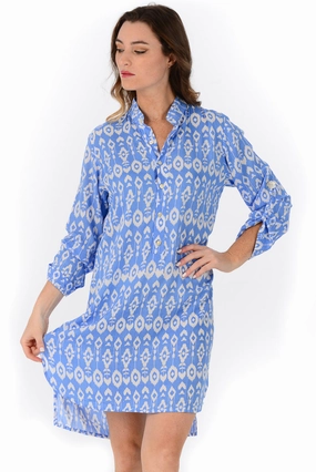 Day Tripper Dress / Periwinkle Ikat Ombre-Effect
