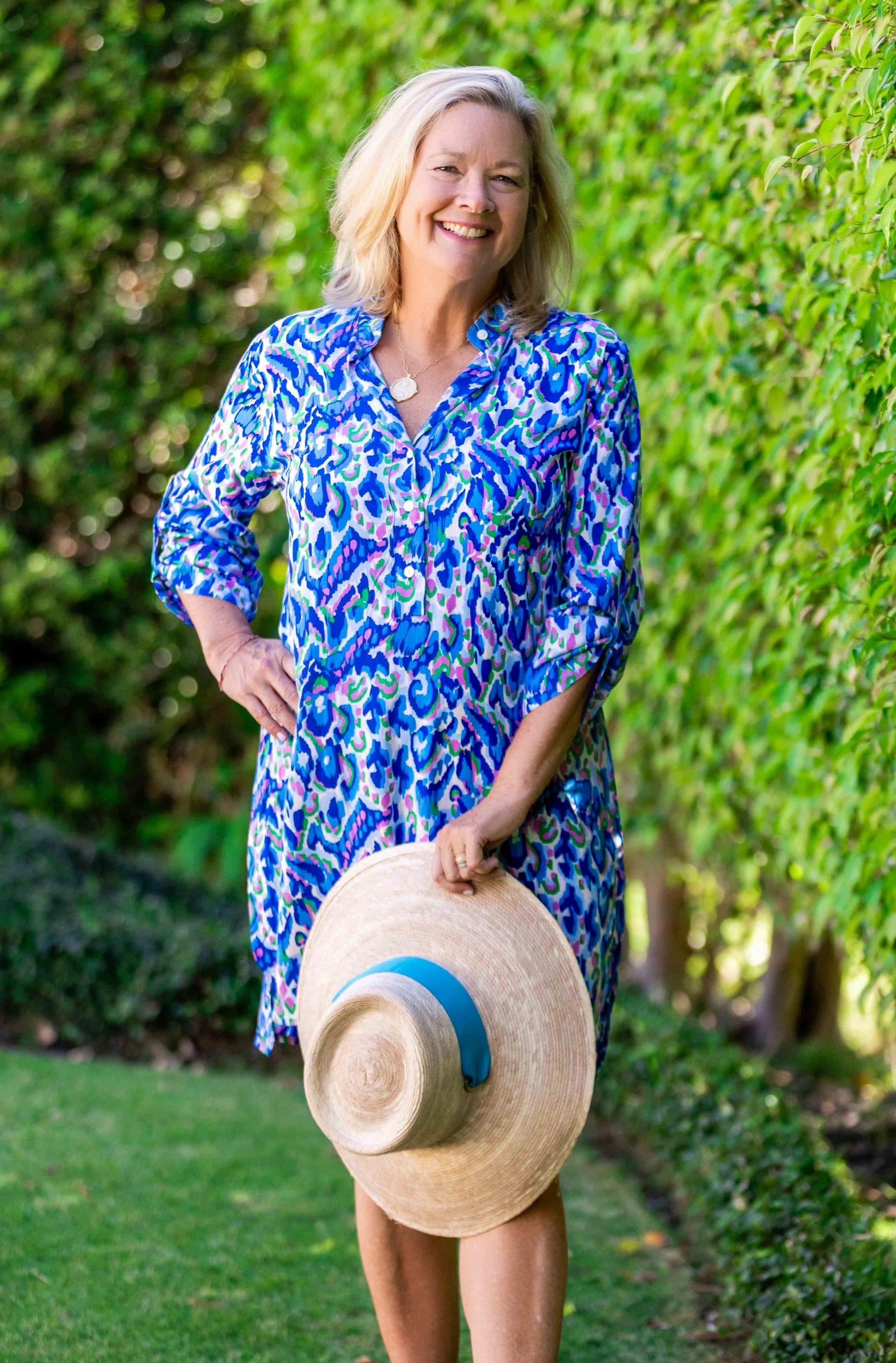 Day Tripper Dress / Pink-Cobalt Flawless Waistband