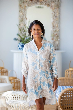 Day Tripper Dress / Sand and Sea Ikat Flare Swing