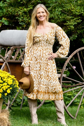 Breeze Flow Cool Fabric Maddi Dress / Sand Ikat