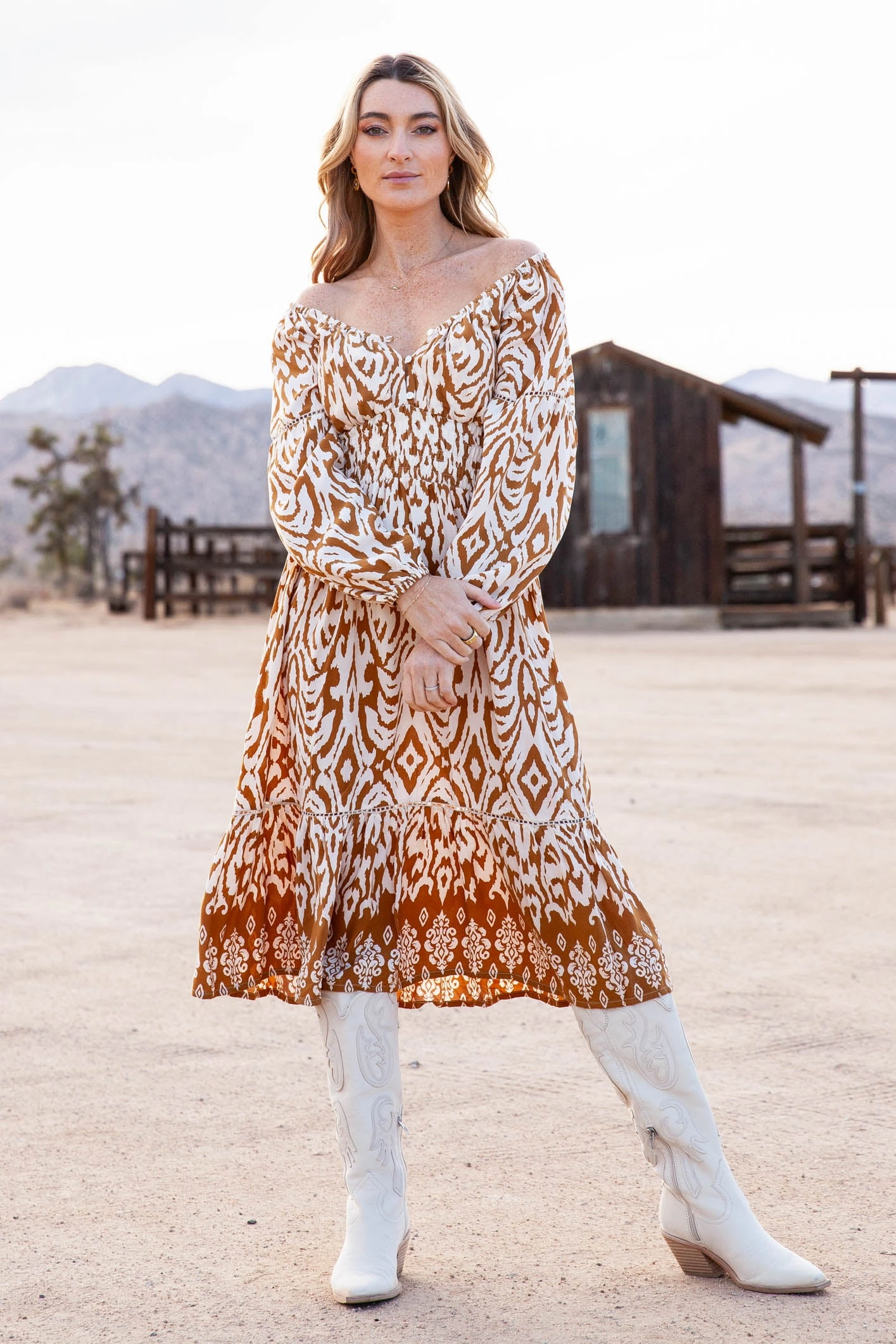 Maddi Dress / Sand Ikat Contemporary Design