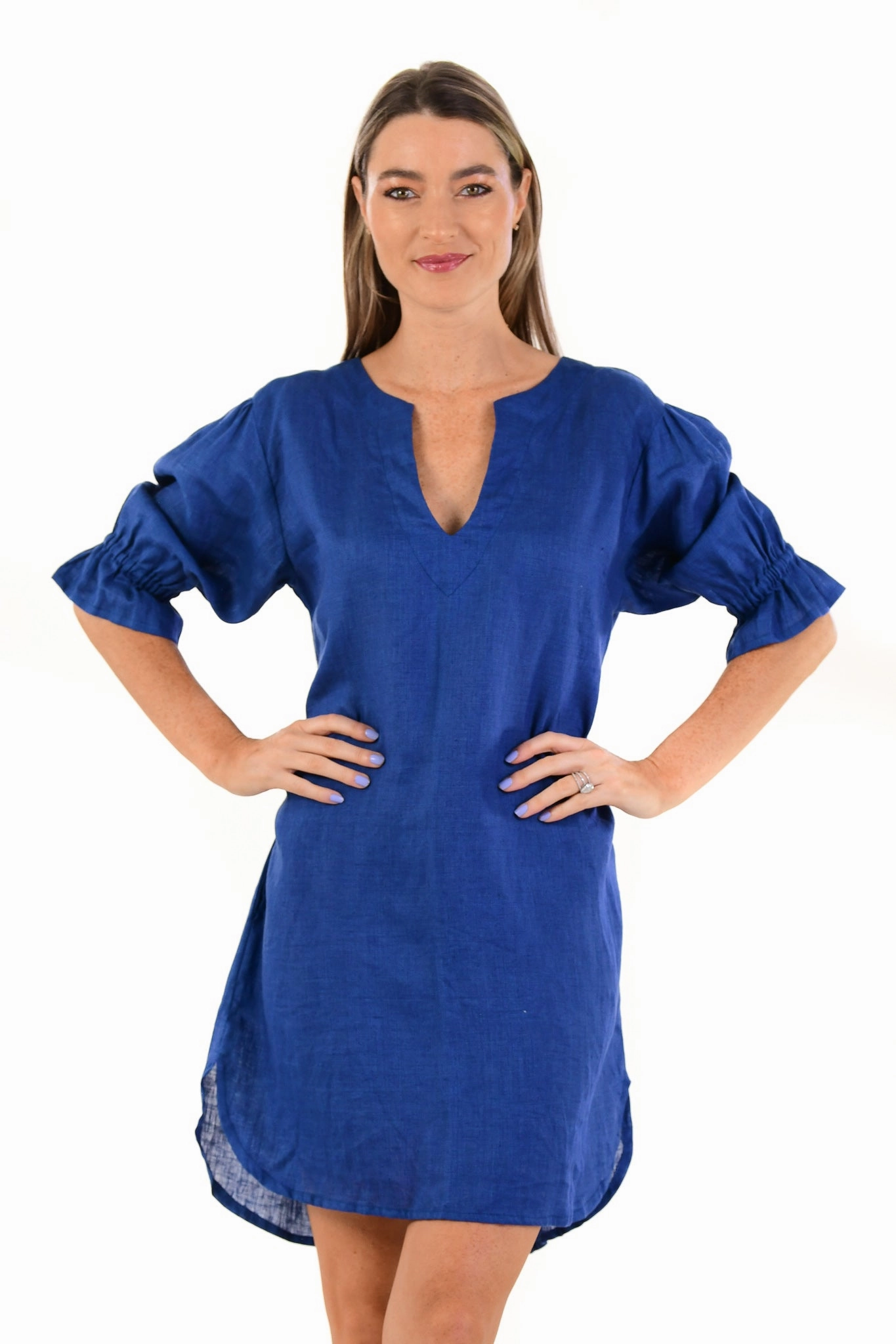 Deborah Dress / Indigo Wedding-Guest Cozy Drape