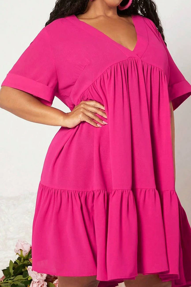 DEEP V-NECK RUFFLED LONG SLIM FIT DRESS_CWDSD3338 Light Finish