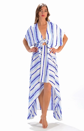 Happy Soul SoftTouchTexture Delray Dress / Periwinkle & Cobalt Stripe
