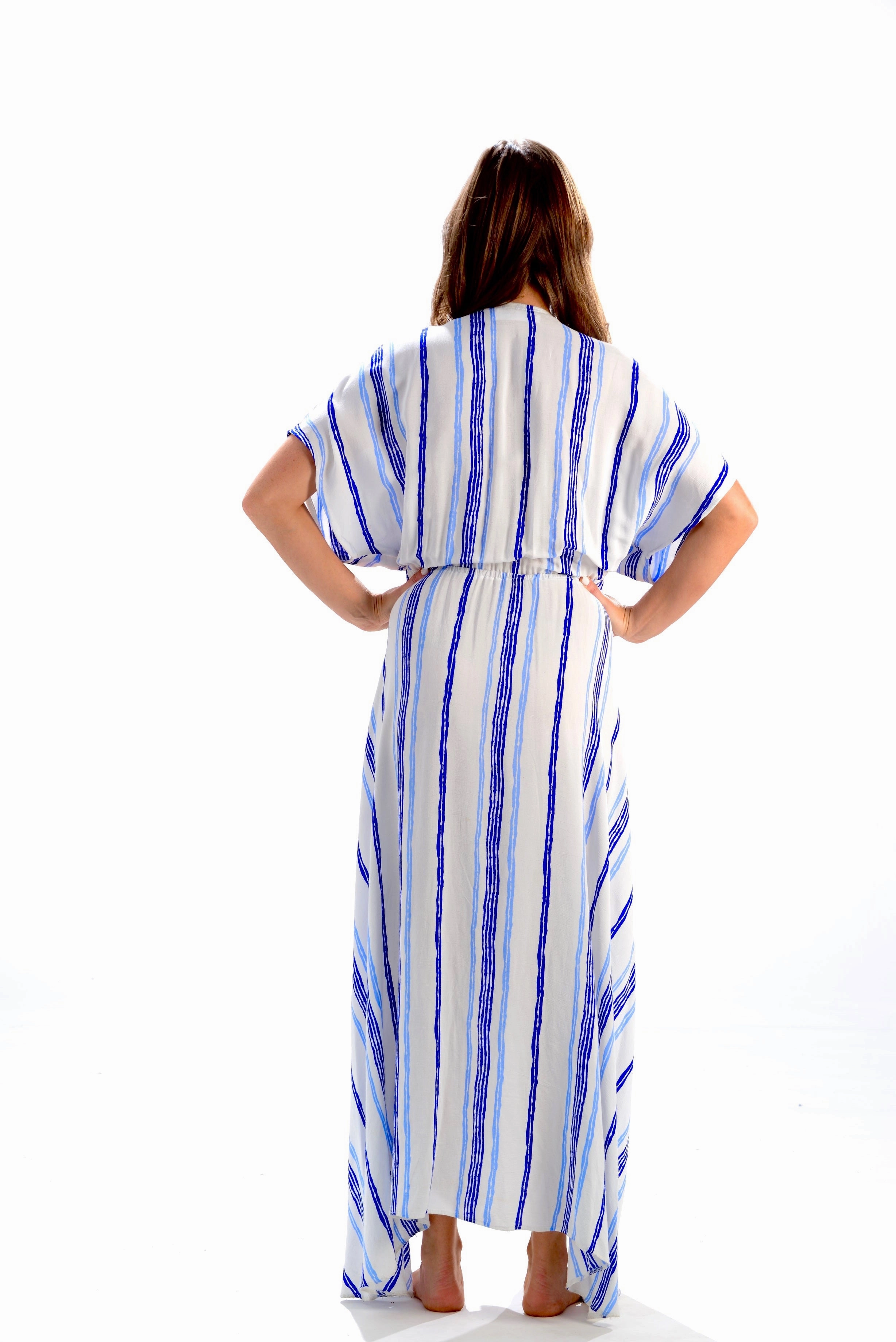 Pure Aesthetic Gentle Glow Delray Dress / Periwinkle & Cobalt Stripe