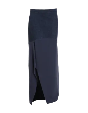 Denim Silk Maxi Skirt