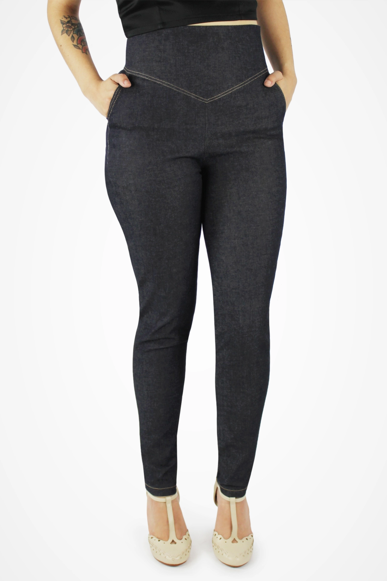 Relax Fit Wear RecycledPolyester Denim High Waist Pant XS-3XL #DHWP