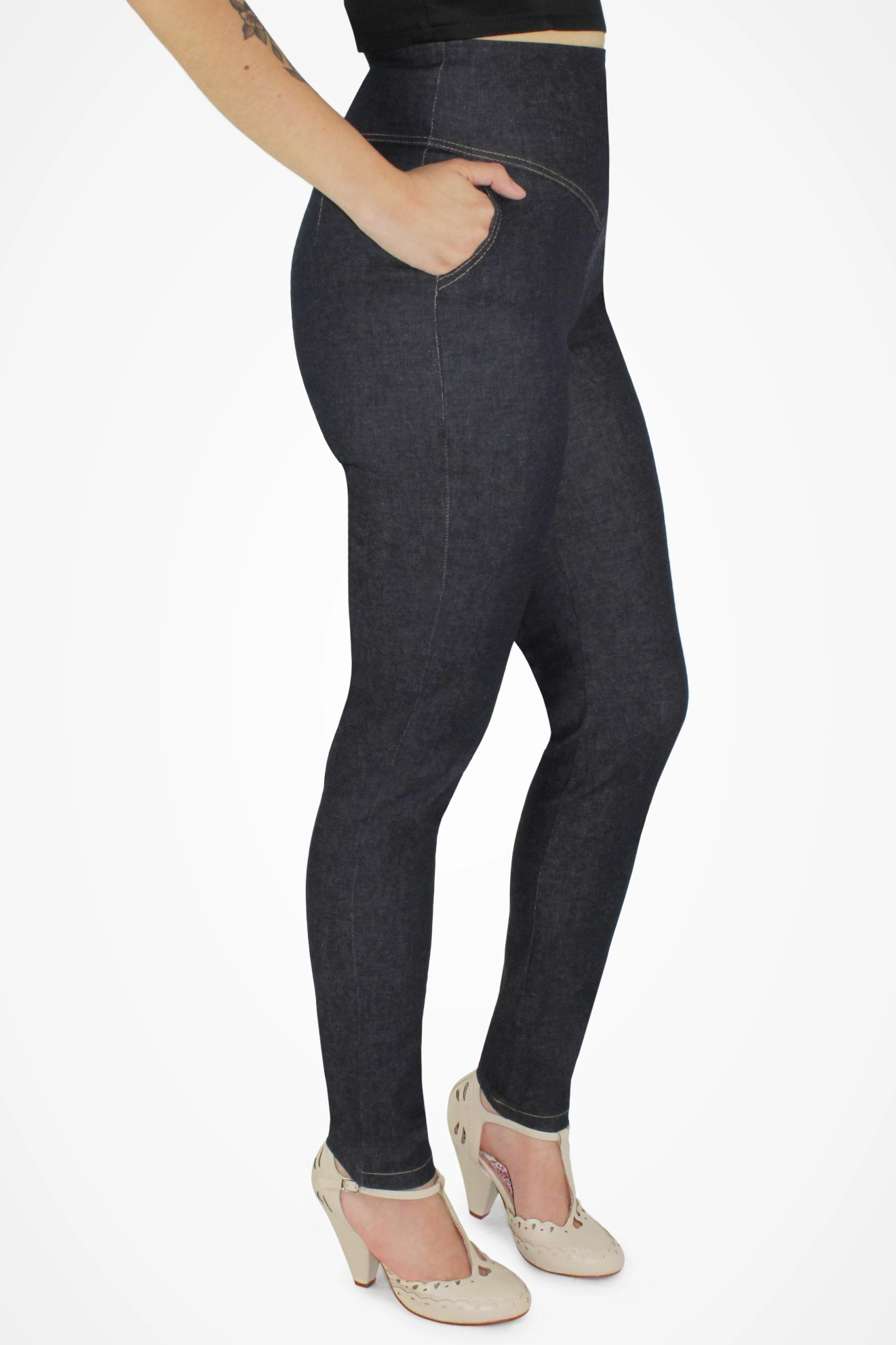 Soft and Stretchy Stylish Waistband Denim High Waist Pant XS-3XL #DHWP