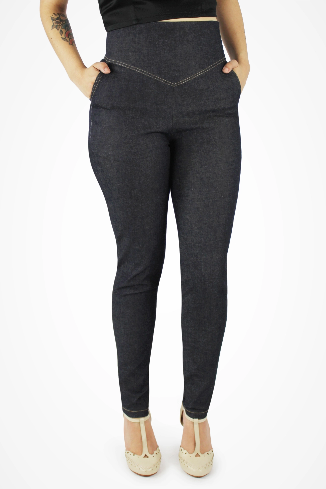 Denim High Waist Pant XS-3XL #DHWP Fit Freedom Day Comfort