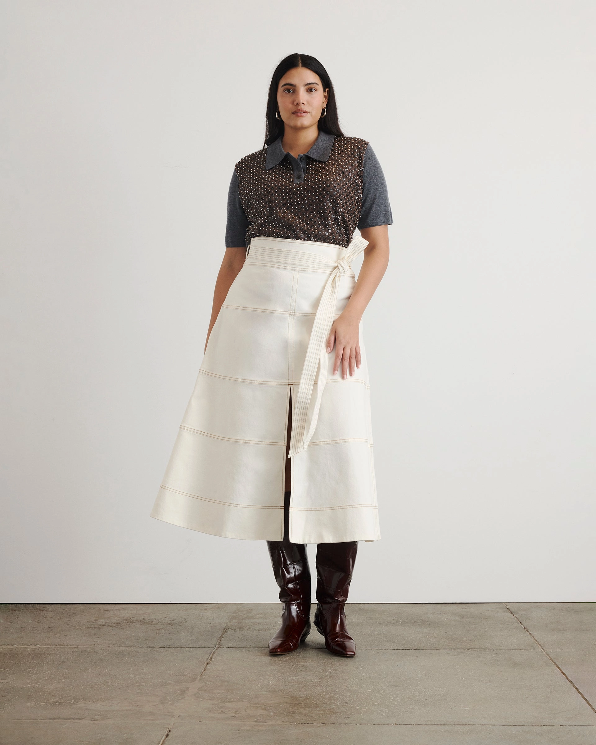 Work Flex Chic Look Denim Hudson Skirt