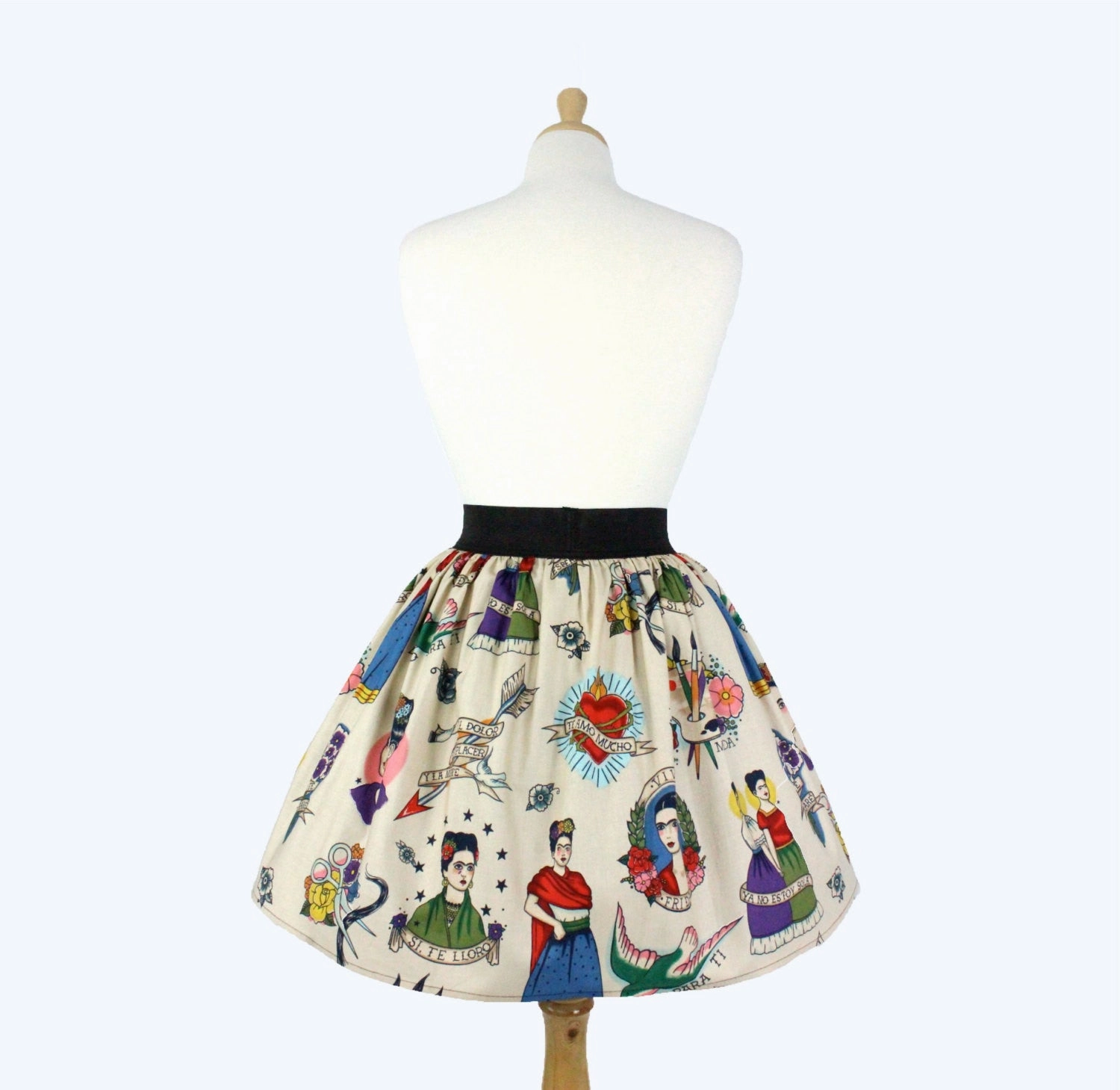 Colorful Elastic Frida Portrait Skirt # S-AP646 Anti Pilling Fabric Day Ready
