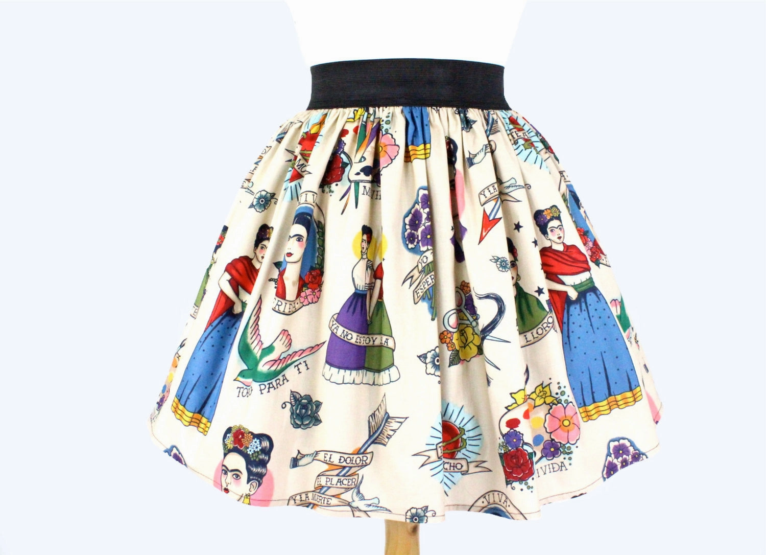 Colorful Elastic Frida Portrait Skirt # S-AP646 flared silhouette
