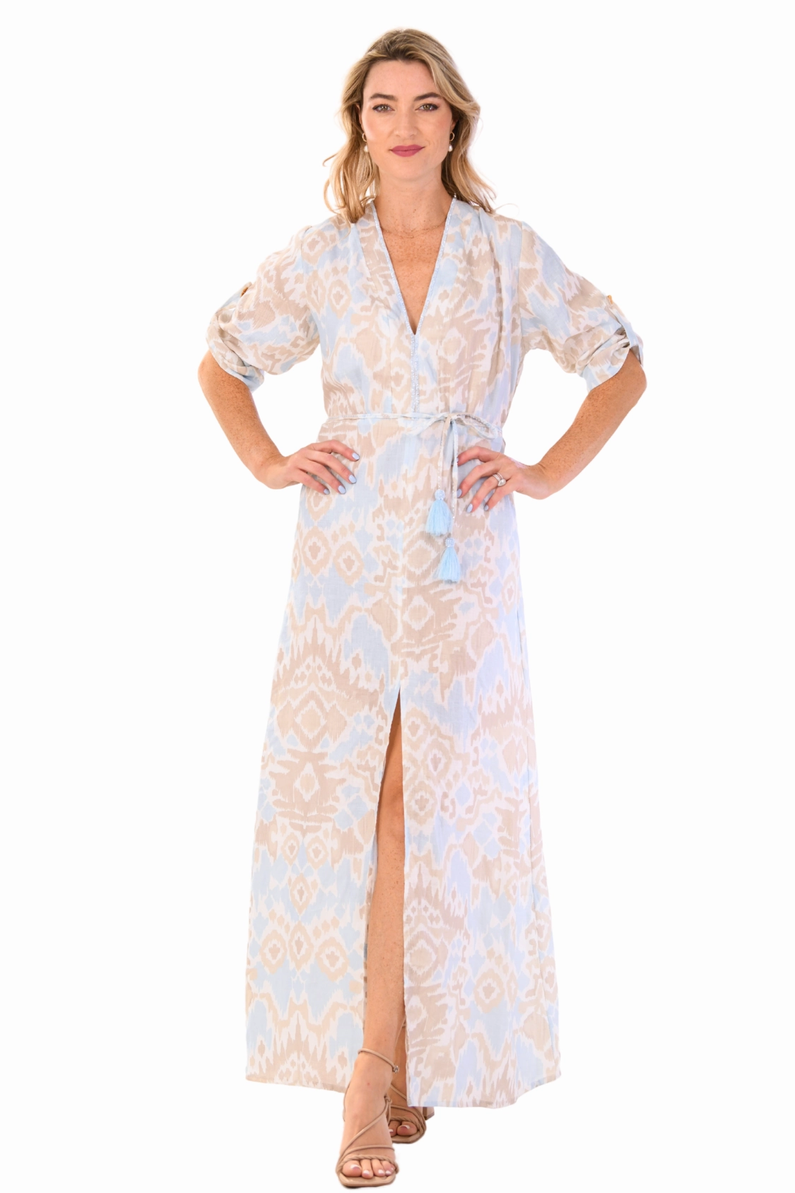 Diana Dress / Sand and Sea Ikat Soft Drape Dark Tones