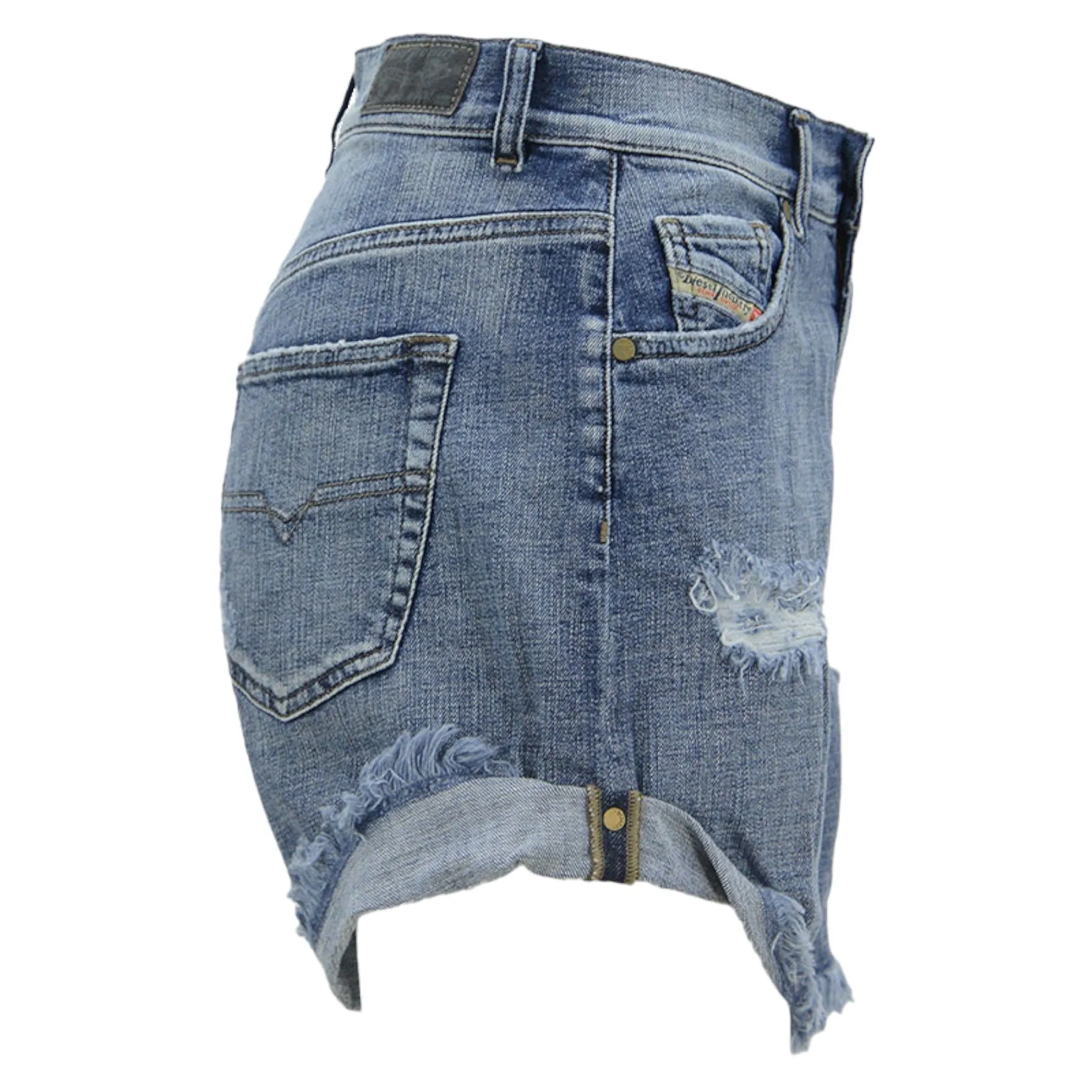 DIESEL DE SCOTT 0849N Denim Jeans Shorts Womens Vintage Stretchy Ripped Shorts
