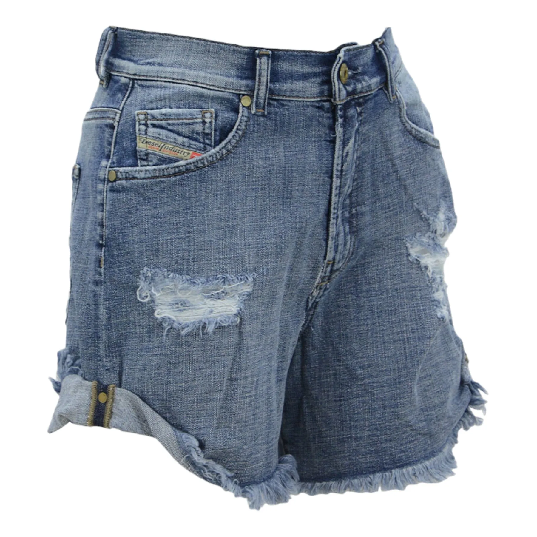 DIESEL DE SCOTT 0849N Denim Jeans Shorts Womens Vintage Stretchy Ripped Shorts