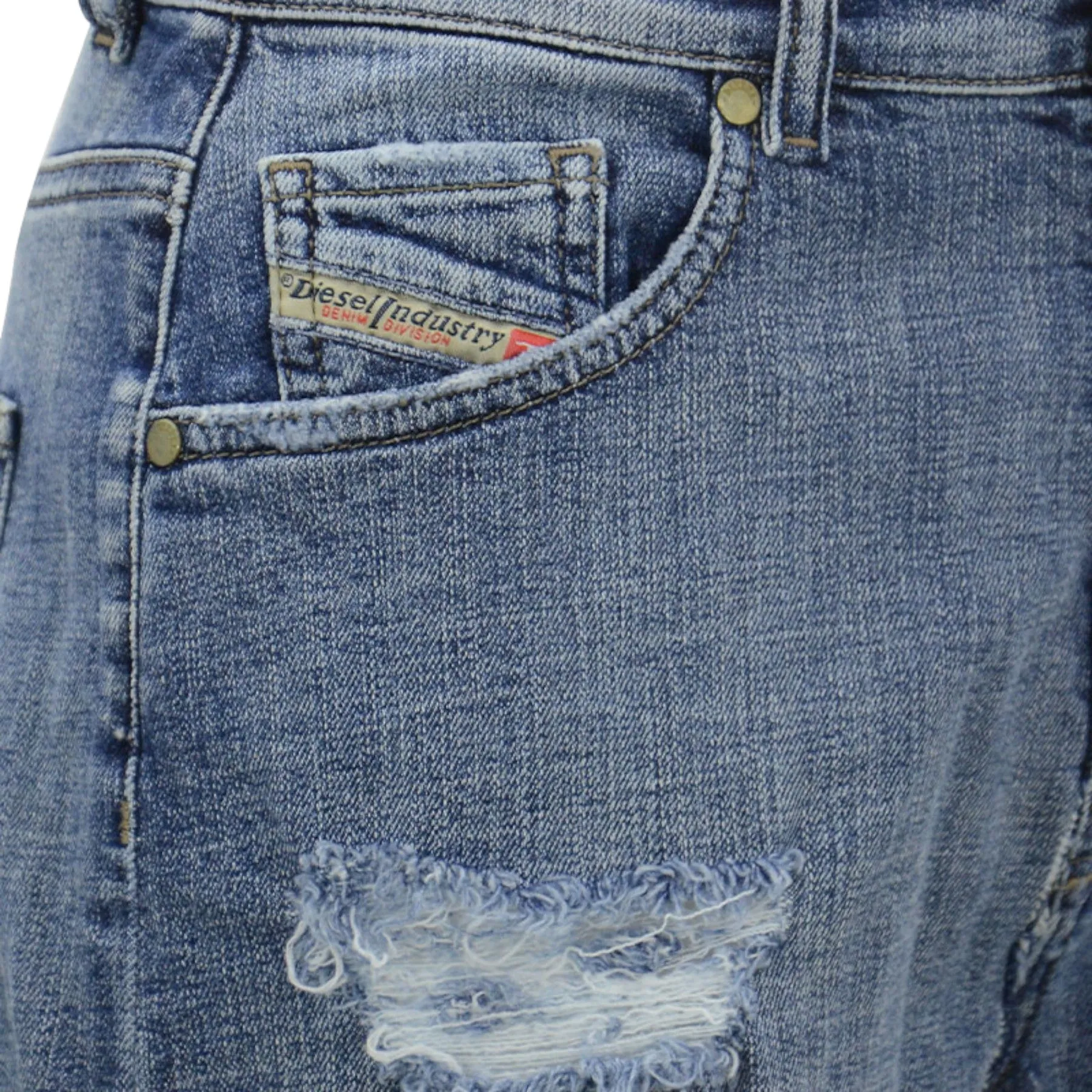 DIESEL DE SCOTT 0849N Denim Jeans Shorts Womens Vintage Stretchy Ripped Shorts