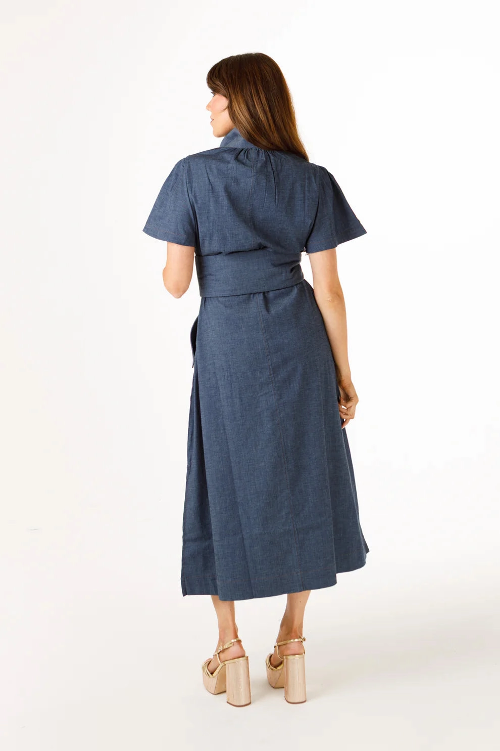 Modern Twist french chic Holly Shae Gretchen Dress in Denim