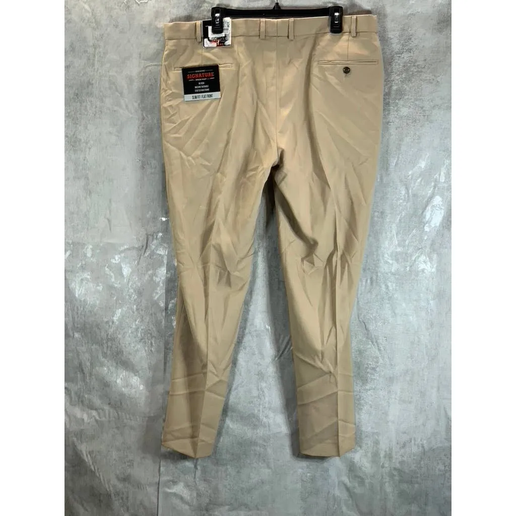 DOCKERS Men's Khaki Slim-Fit Performance Stretch Flat Front Dress Pants SZ 40X30