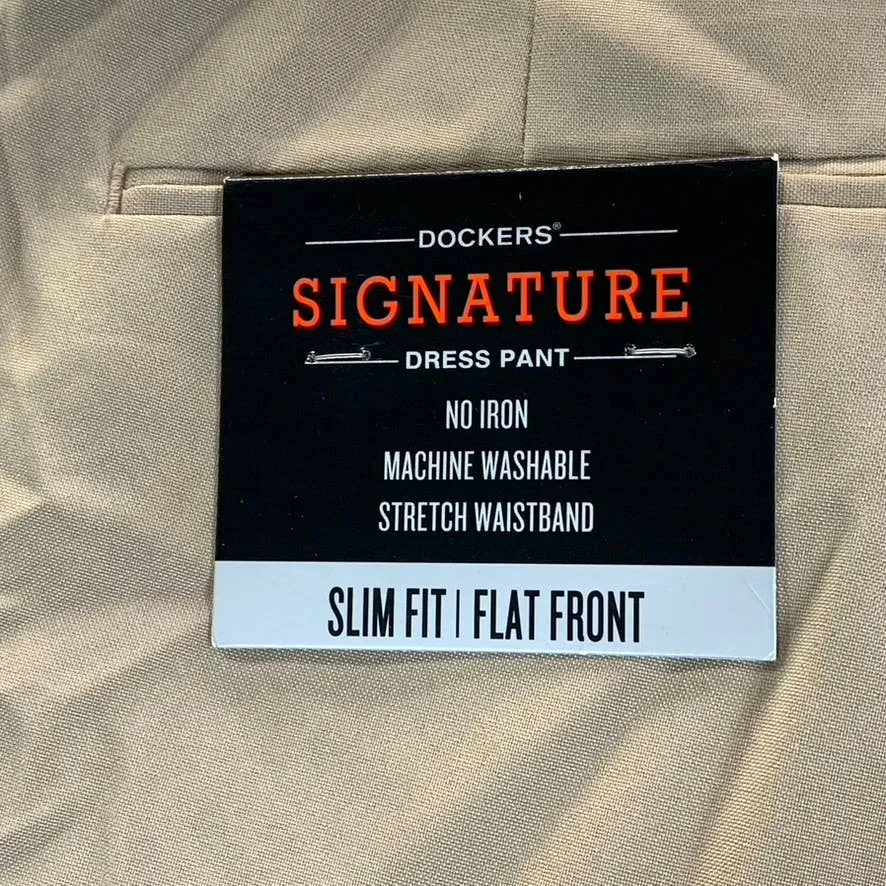 DOCKERS Men's Khaki Slim-Fit Performance Stretch Flat Front Dress Pants SZ 40X30