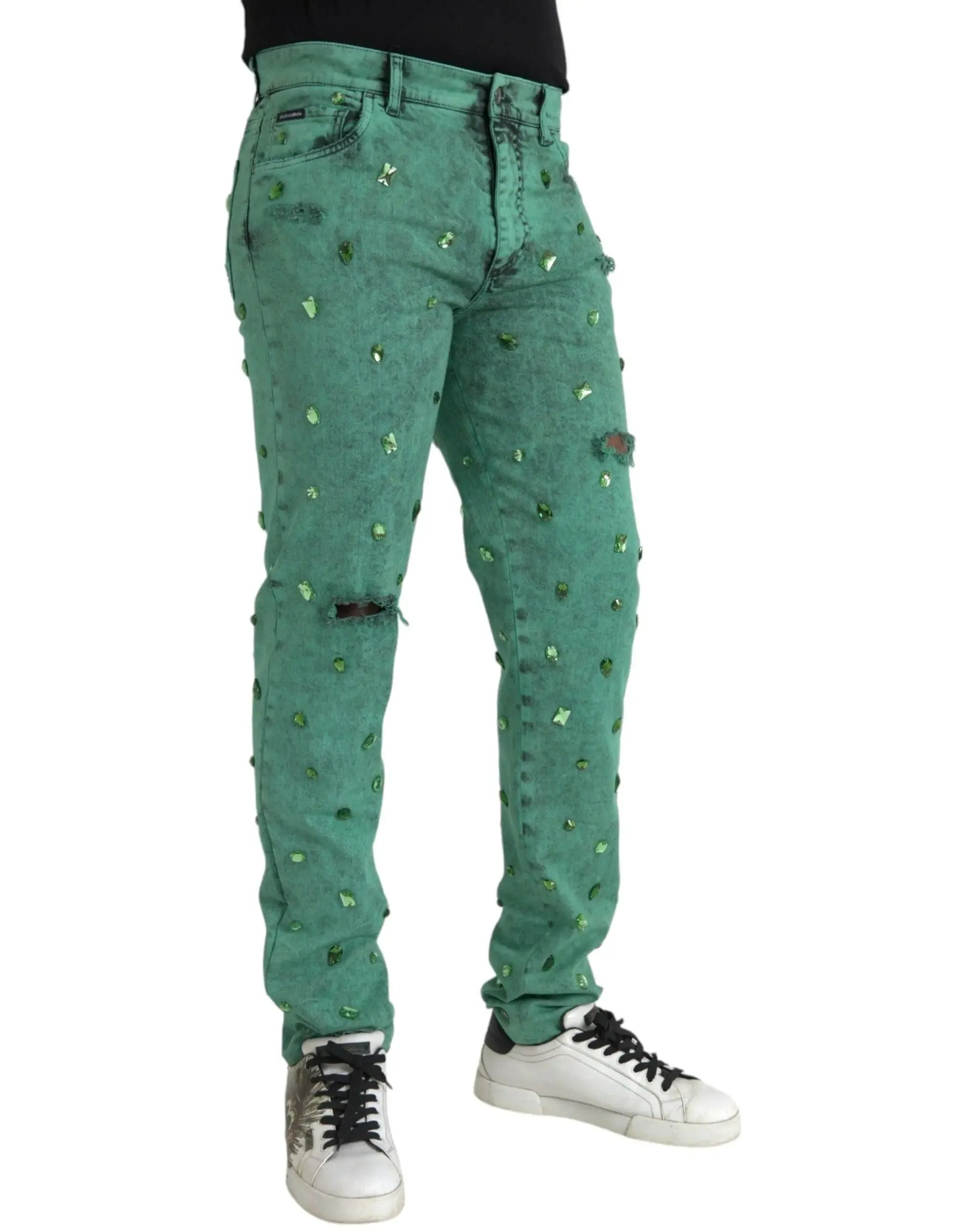 Dolce & Gabbana Crystals Stretch Slim Fit Jeans
