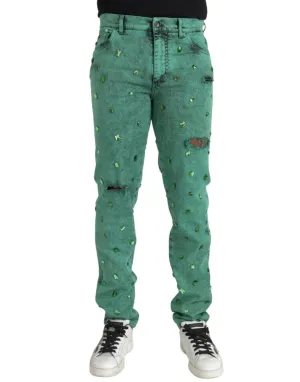 Dolce & Gabbana Crystals Stretch Slim Fit Jeans