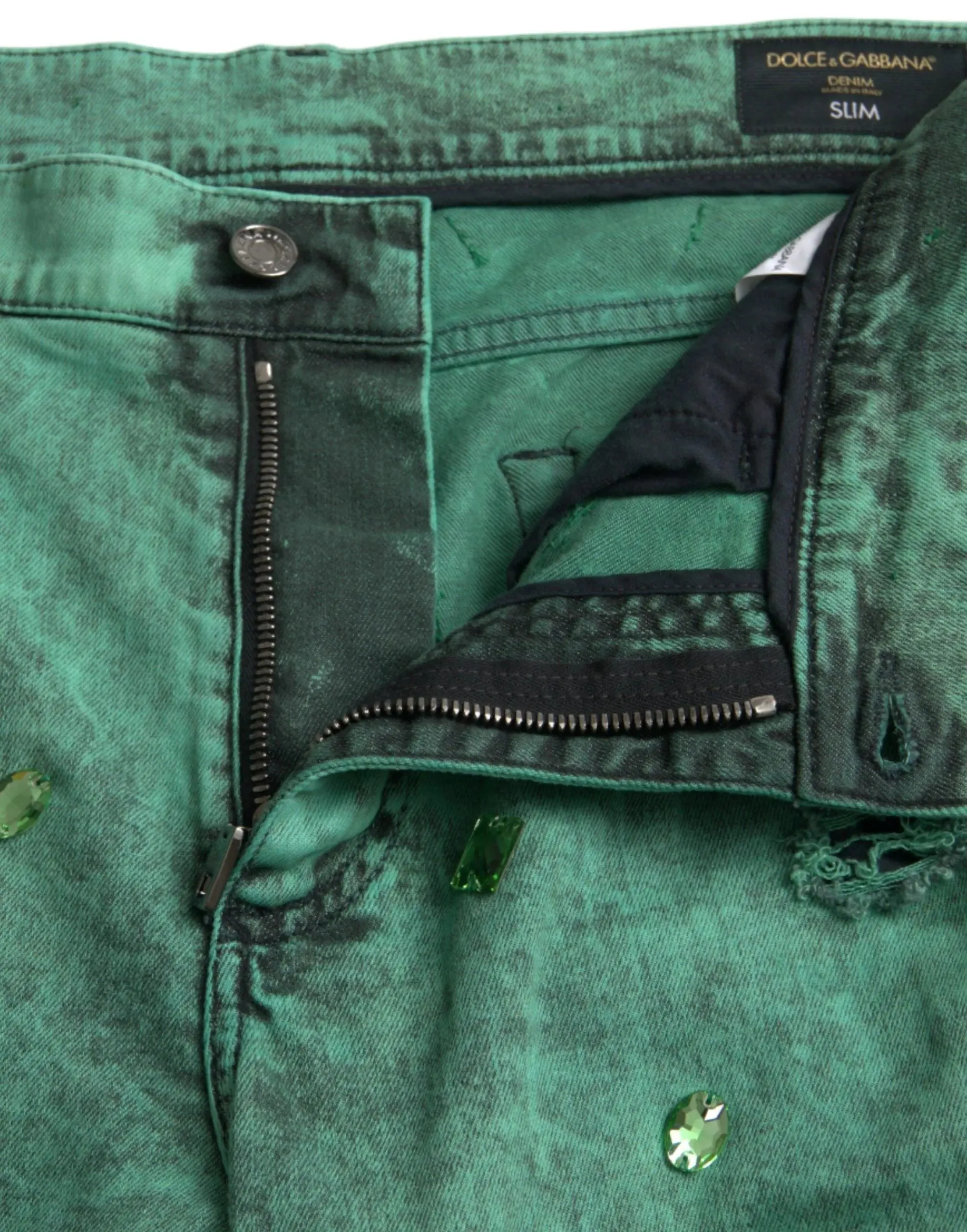 Dolce & Gabbana Crystals Stretch Slim Fit Jeans